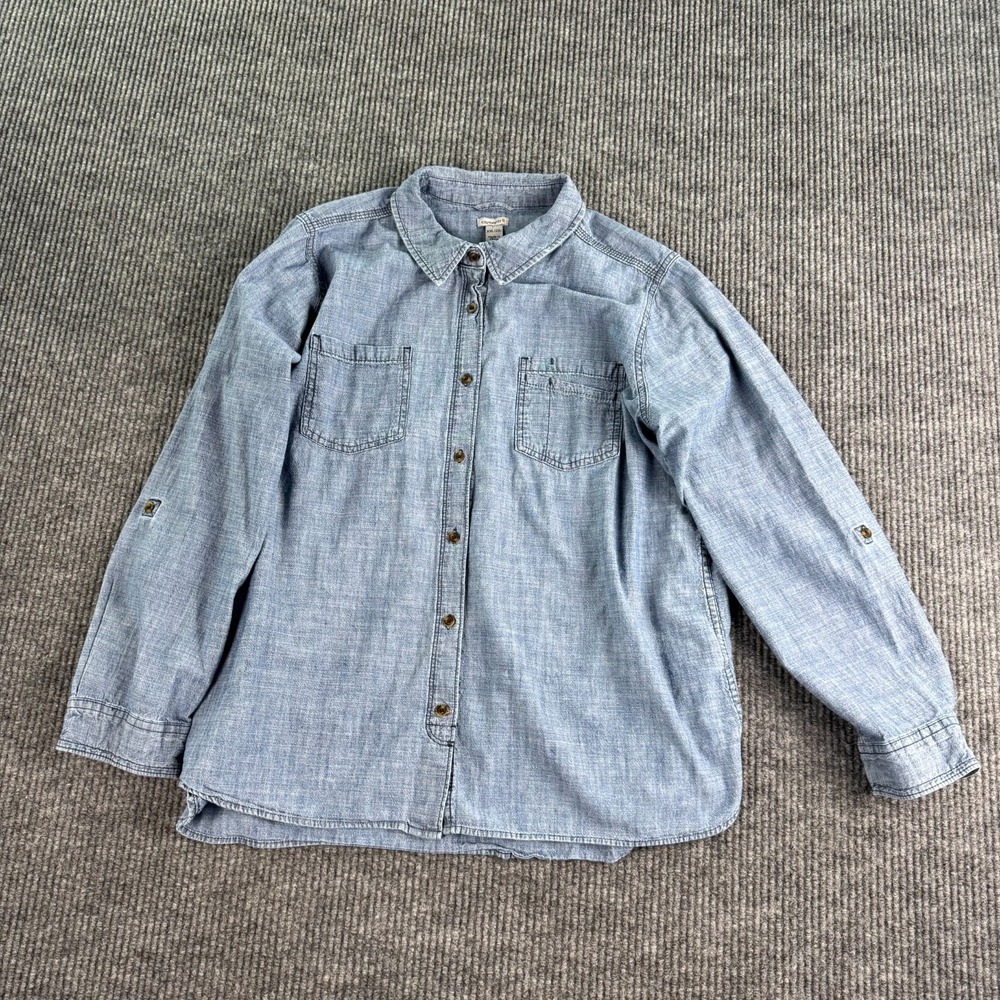 Carhartt Denim Shirt Boys XXL 20 Blue Chambray Button Up Long Sleeve Cotton